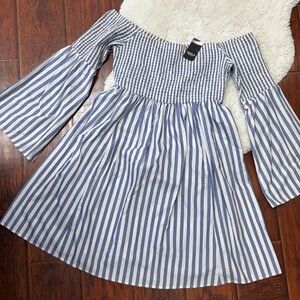 Torrid Blue and White Striped Off-Shoulder  Dress